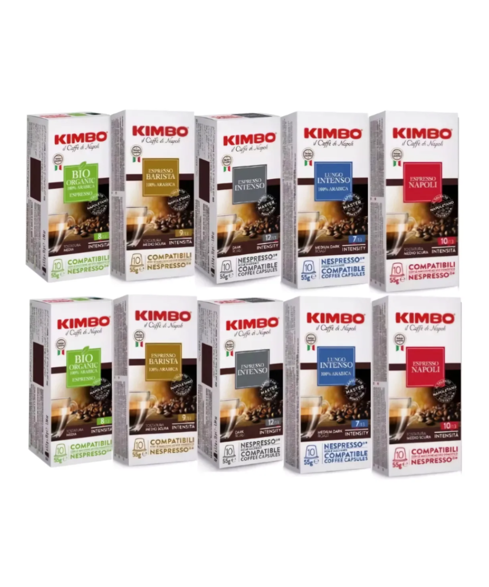 100 CAPSULAS KIMBO EXPRESSO MIX (5X20) COMPATIBLES CON NESPRESSO