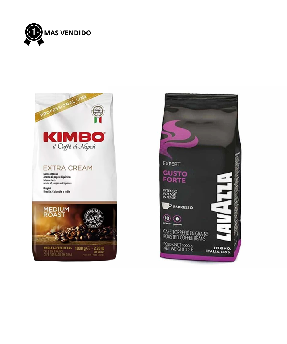 PACK 1KG KIMBO EXTRA CREAM + 1KG LAVAZZA GUSTO FORTE