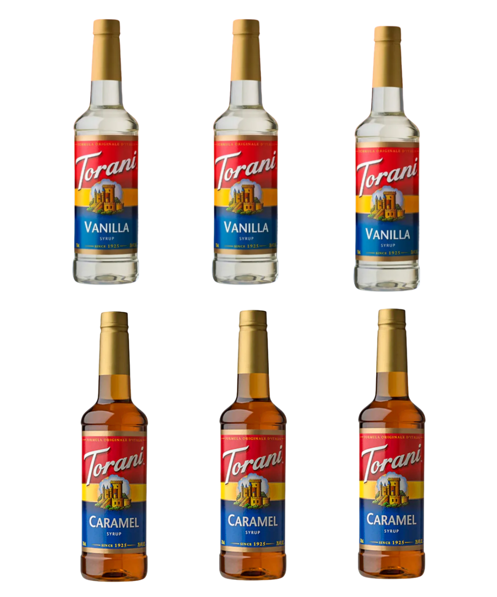 PACK AHORRO 6 SYRUP TORANI – Vainilla & Caramelo