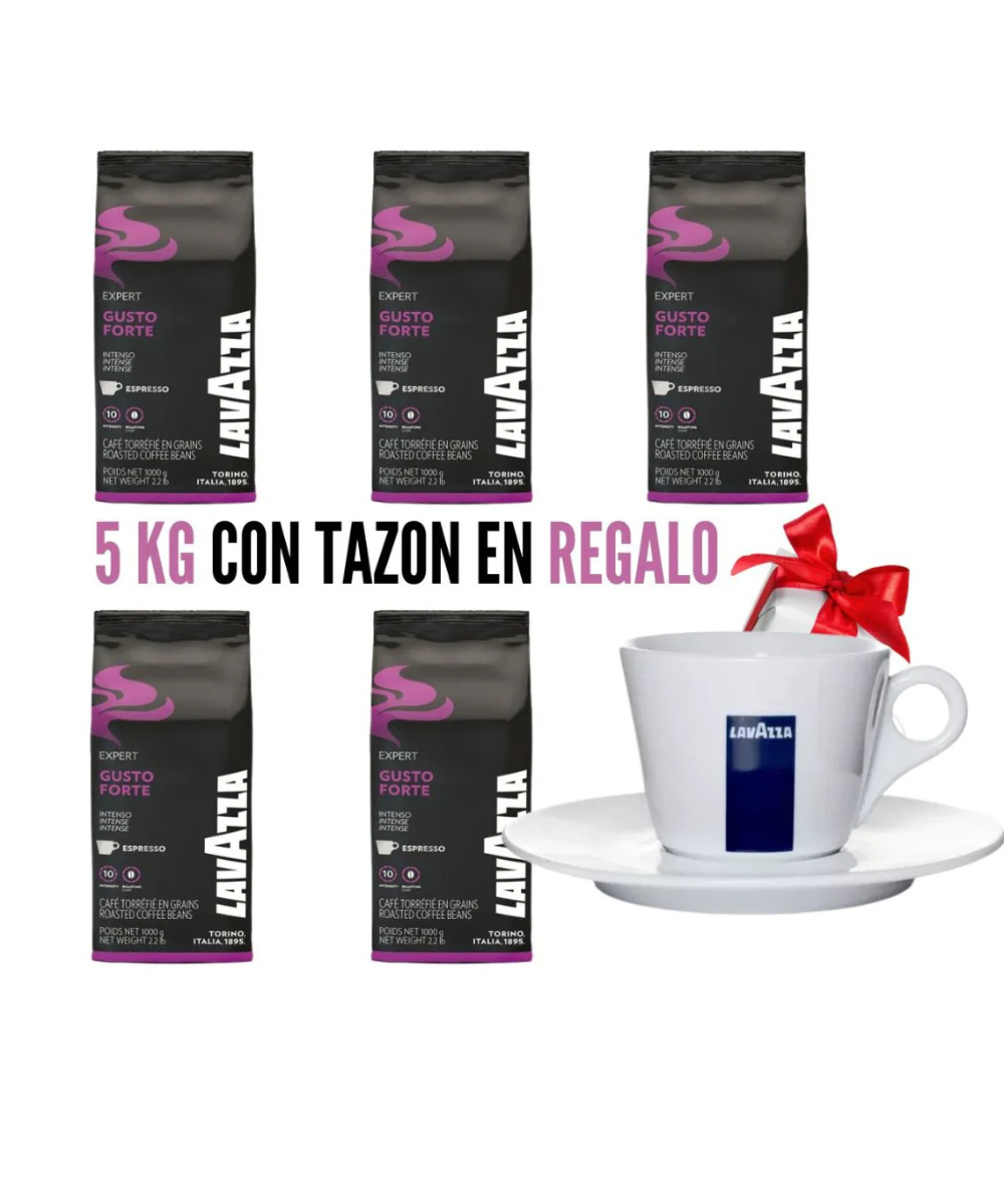 PACK 5KG CAFE LAVAZZA GUSTO FORTE + 1 TAZA DE REGALO