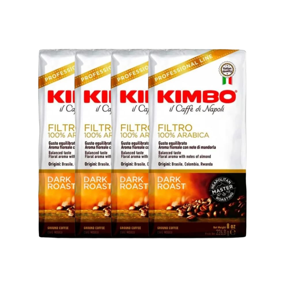 Pack 4x Café Molido Kimbo Filtro 100% Arábica (226.8 g c/u)