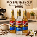Kit Torani Barista: Trío Clásico de Caramelo, Avellana y Vainilla (375 ml)