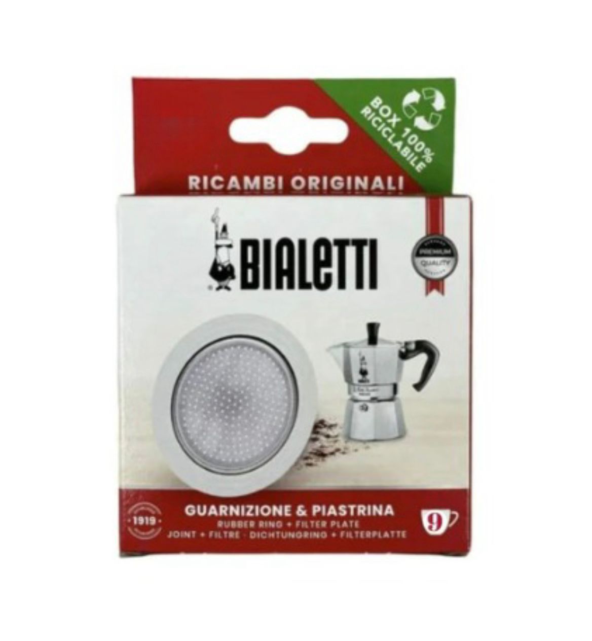 Empaquetadura y filtro de repuesto para Moka Bialetti 9 Tazas