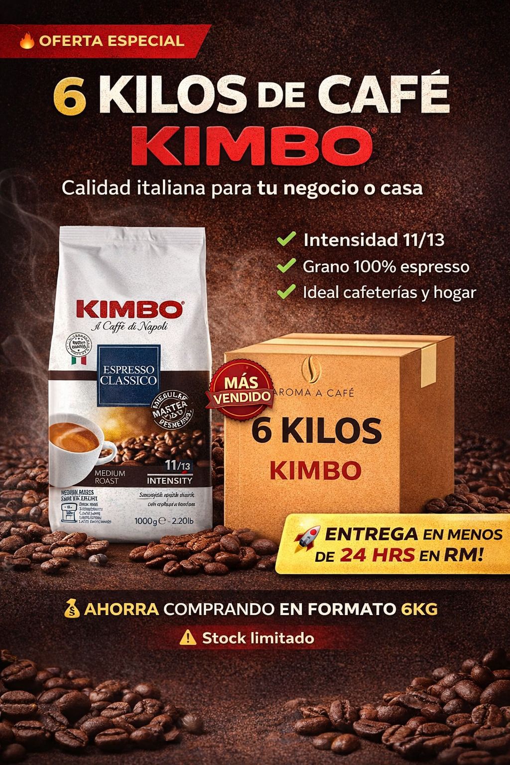 PACK AHORRO 6KG DE KIMBO CLASSICO - Mas café, mejor precio!!!