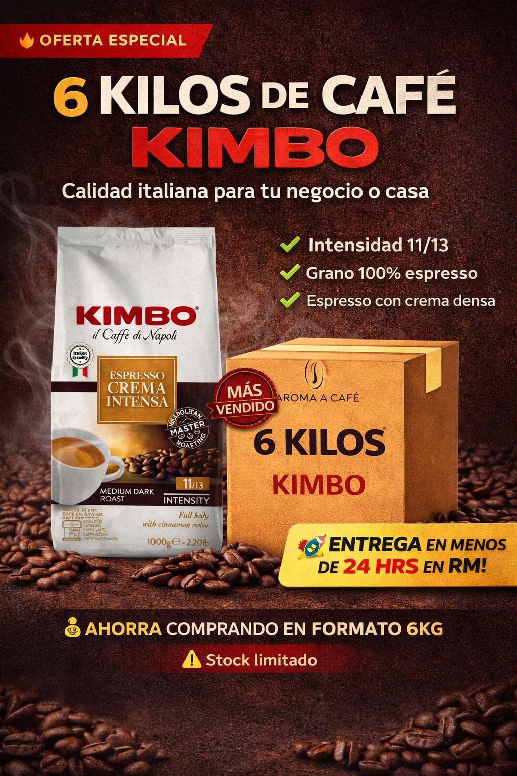 KIMBO CREMA INTENSA 6KG (CAFE EN GRANO)