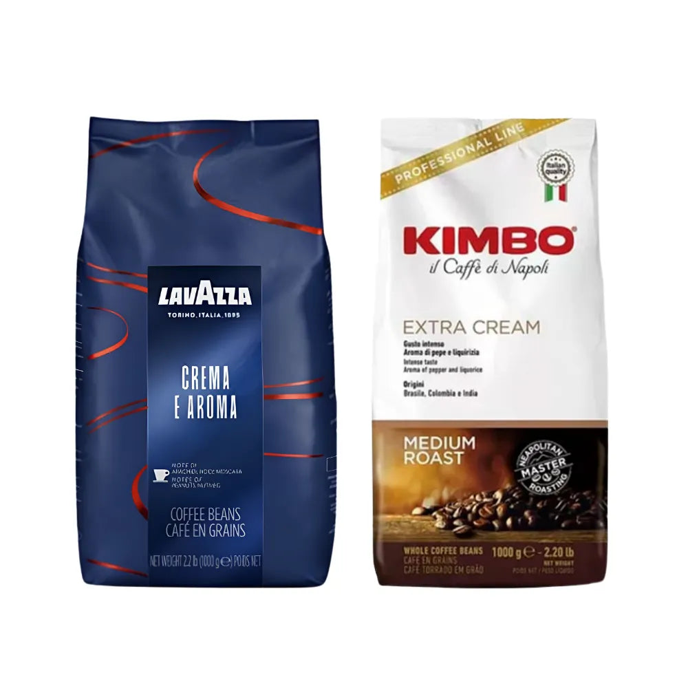 Pack Café Lavazza Crema E Aroma Grano 1Kg + Kimbo Extra Cream Grano 1Kg