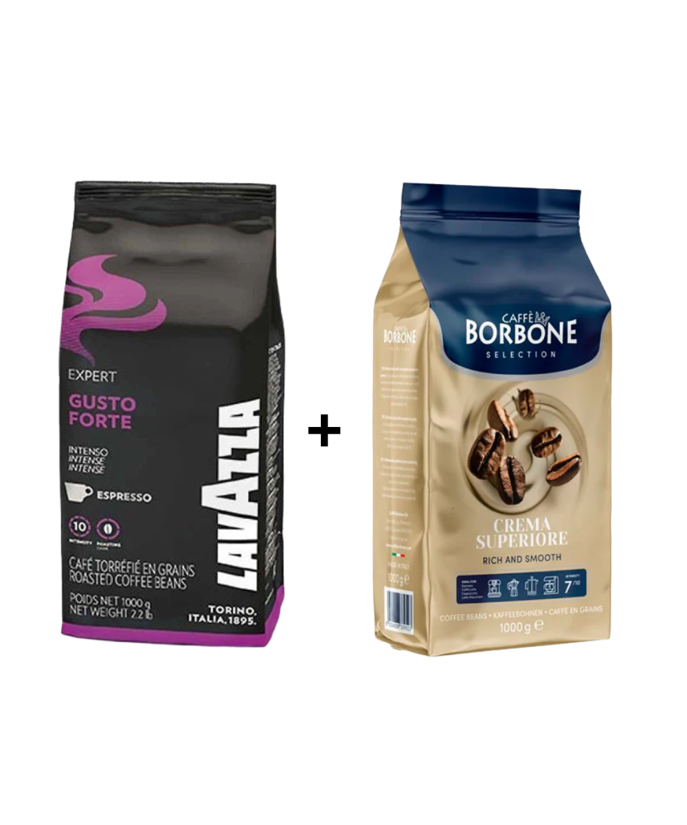 PACK DUPLA ITALIANA: Lavazza gusto forte + borbone crema superiore.