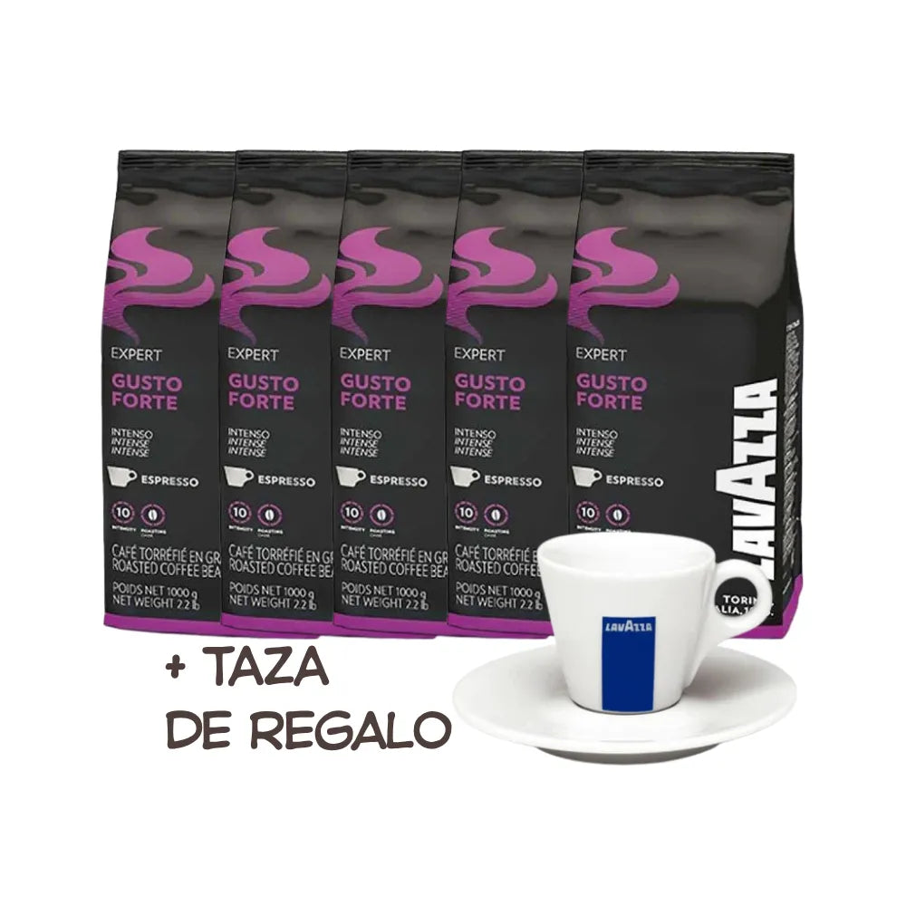 Pack 5Kg Café Lavazza Gusto Forte Grano + 1 Taza De Regalo