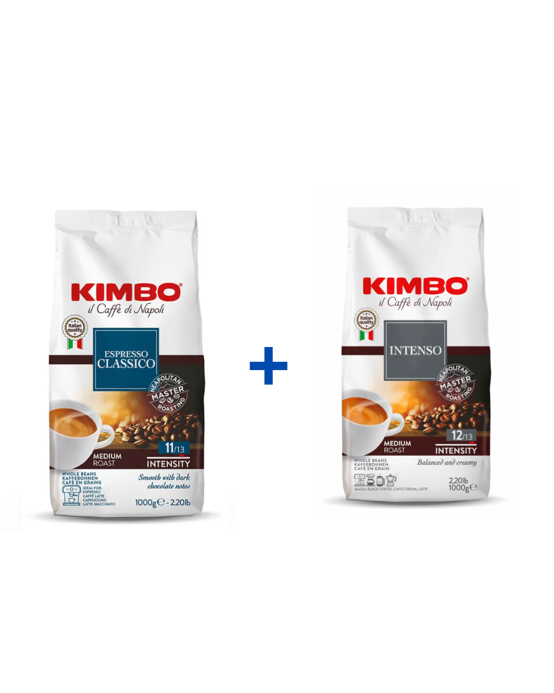 PACK 2KG DE 1 KIMBO INTENSO + 1 KIMBO CLASSICO (GRANO)