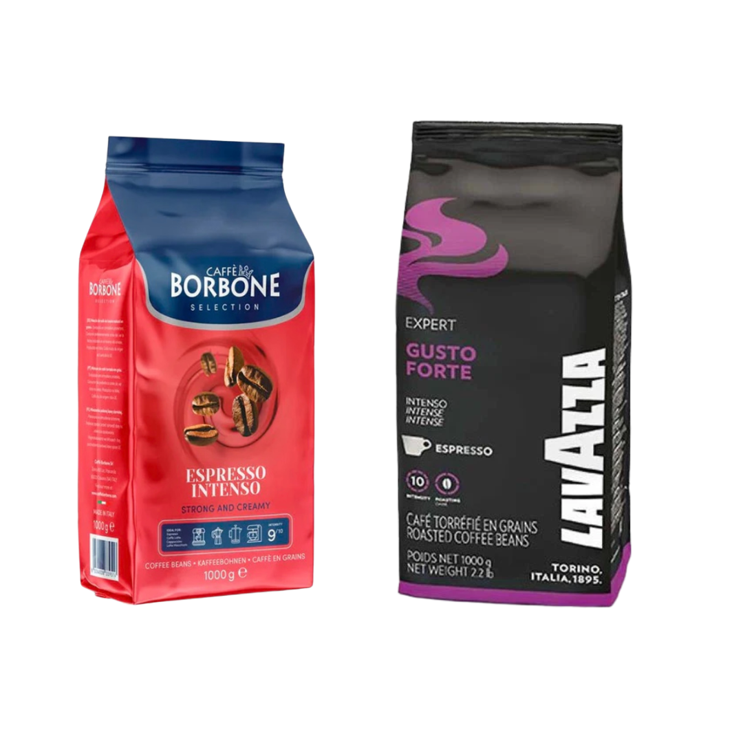 Pack cafe en grano intenso(1 lavazza gusto forte + borbone intenso)