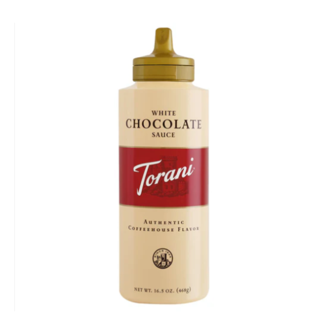 WHITE CHOCOLATE SAUCE SQUEZZE TORANI BOTTLE 16.5 OZ